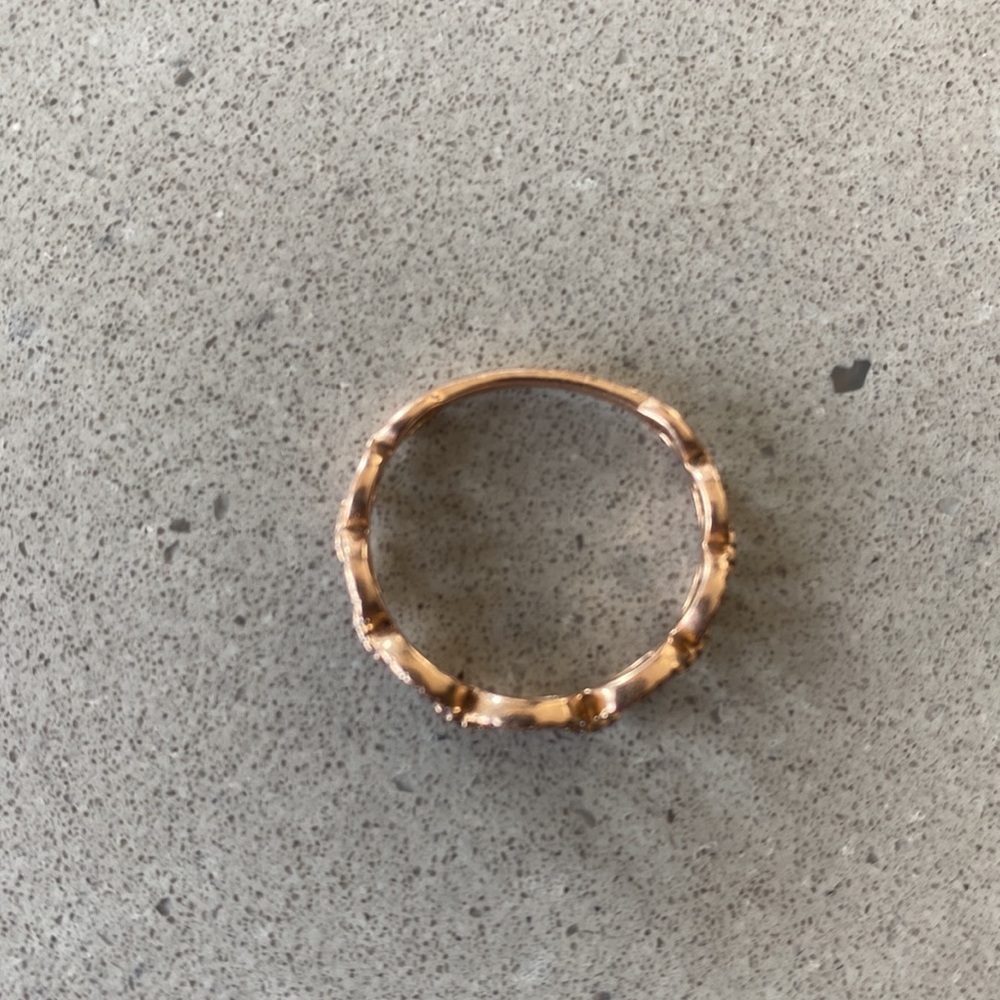 ROSE GOLD & pavè Diamonds ring diamond band chain link wedding 7 karat kt solid - Picture 5 of 10